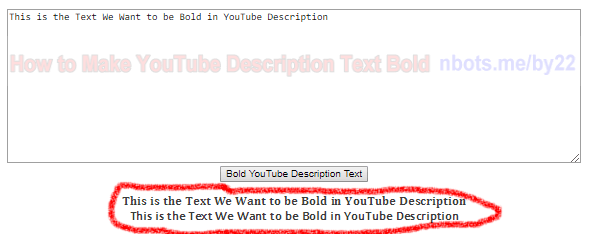 Image of YouTube Bold Text online app.