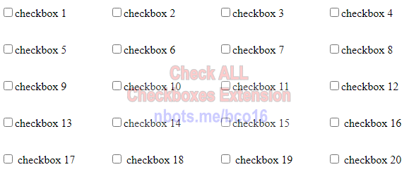 Image of Check All Checkboxes Extension Demo.