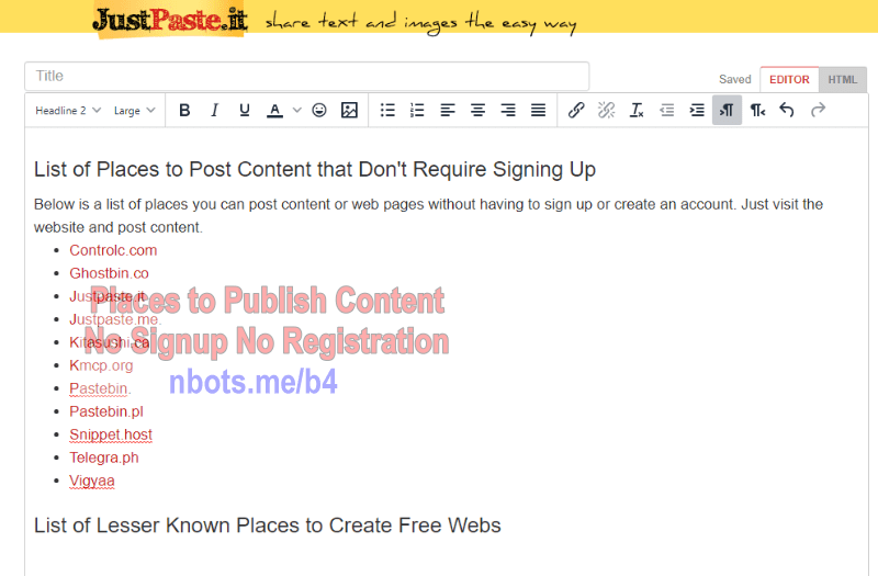 Image of Create Free Website Webpage No Signing Up Justpaste.