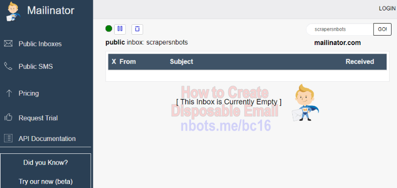 Image of How To Create Disposable Email Mailinator Inbox.