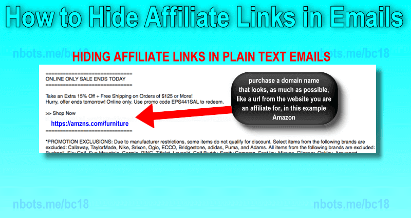 Image of How To Hide Affiliate Links In Plain Text Emails.