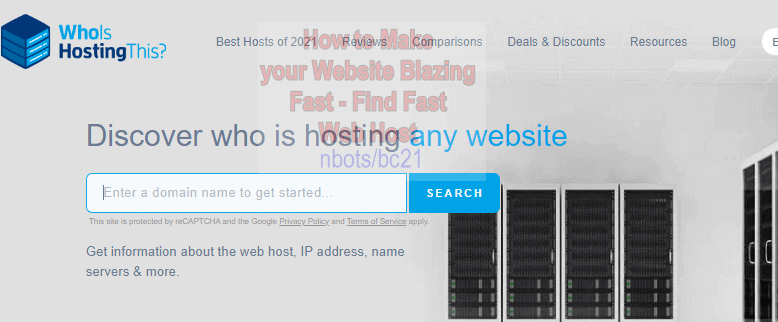 Image of the whoishostingthis website to reveal the web server of another website.