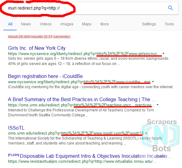Specialized Search To Find Backlink Opportunities Using inurl:redirect.php?q=http://