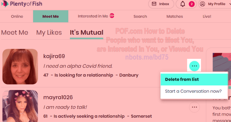 Meet me feature pof off turn POF Review