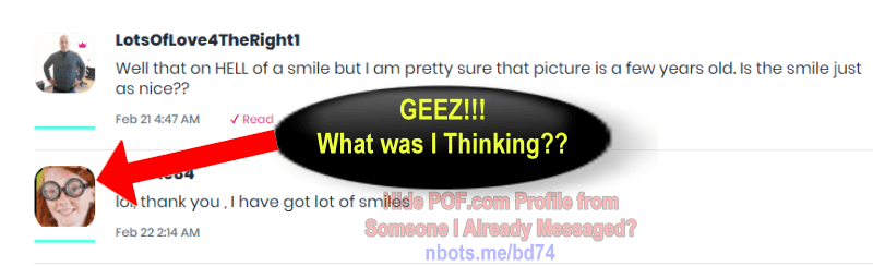 Image of Hide Pof Profile From Someone Already Messaged.