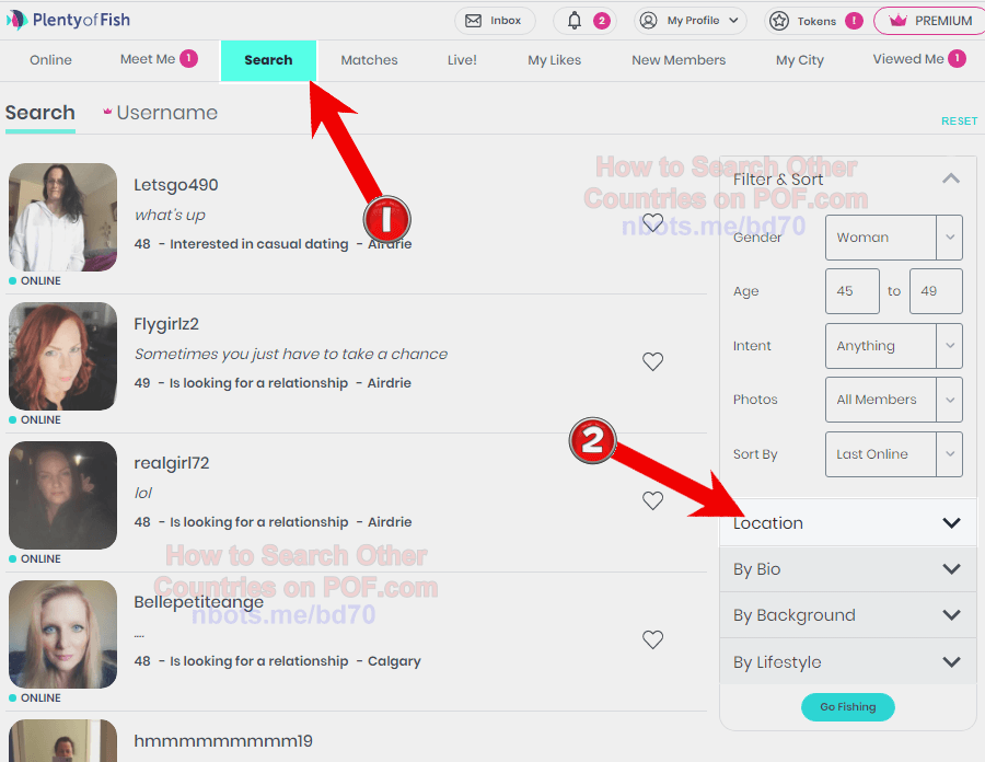 Image of How To Search Other Countries POF ❶Click Search ❷Click Location.