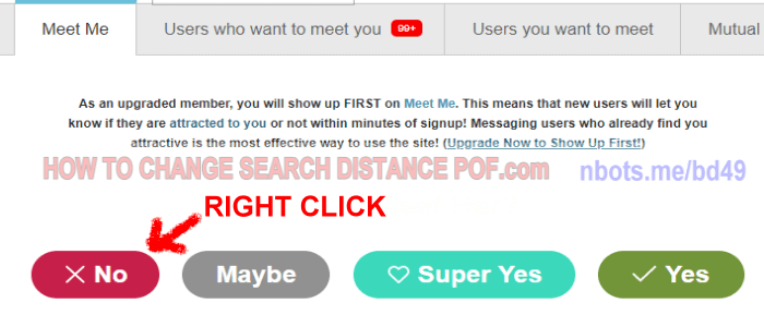 Image of POF.com Change Search Distance Meet Me Right Click.