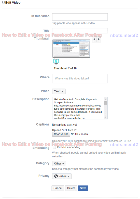 how to edit a video on facebook after posting