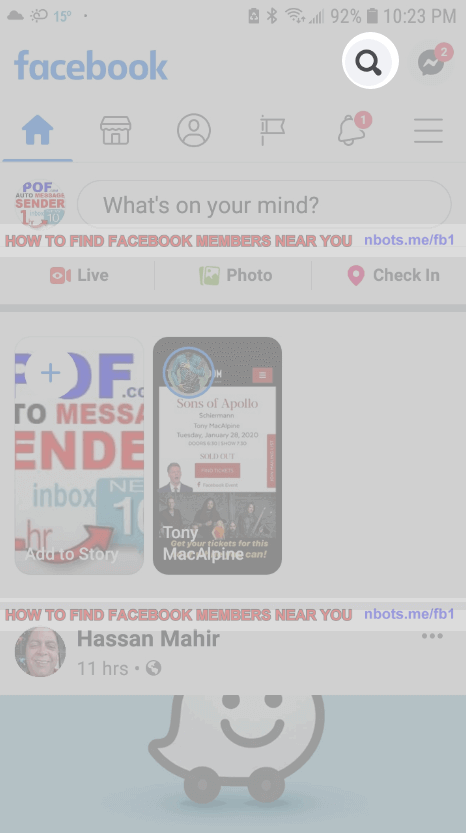 Image of Find Facebook Members Near You Mobile Click Search.