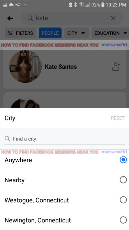 Image of Find Facebook Members Near You Mobile Select Location.