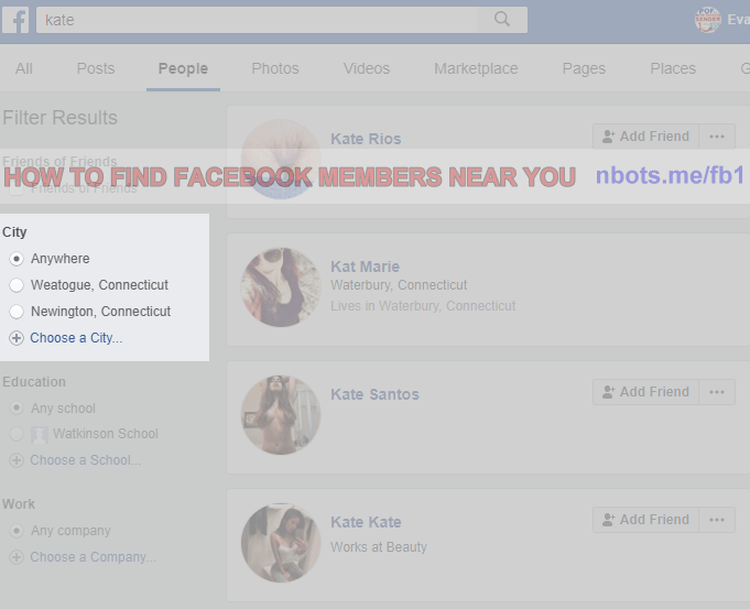 Image of Find Facebook Members Near You Select Location.