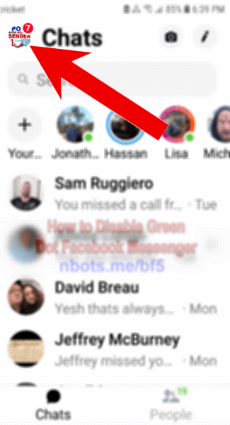 Image of How To Disable Green Dot Facebook Messenger Mobile Click Profile Icon.