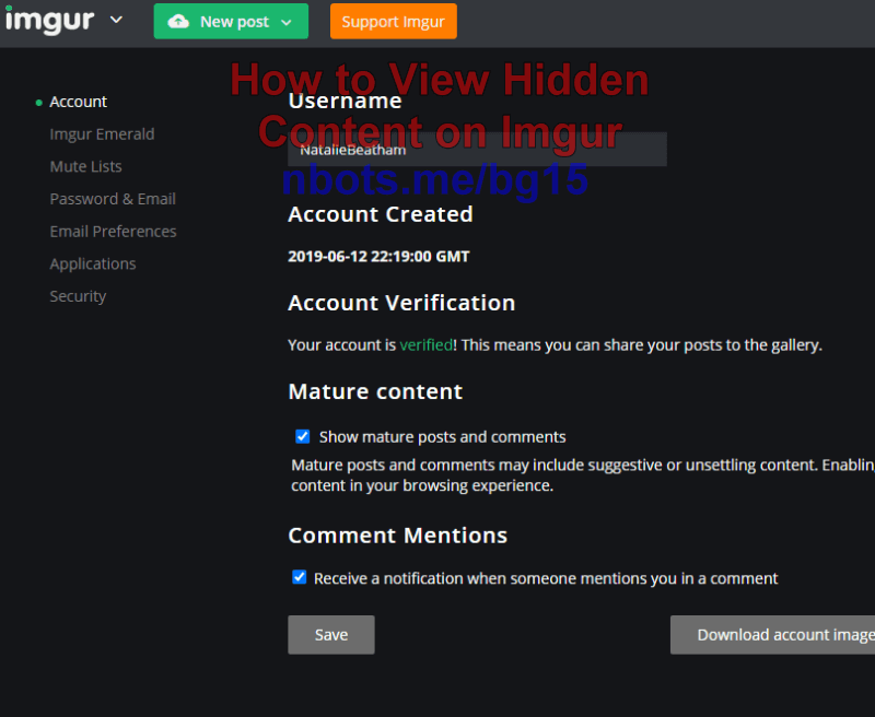 Image of How To View Hidden Content Imgur Profile Settings Enable Mature Content.