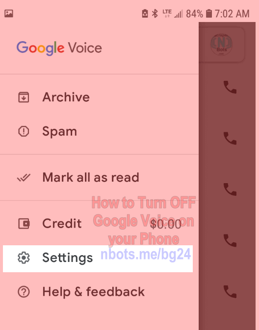 Image of How To Turn Off Google Voice On Your Phone Google Voice App Press Settings.