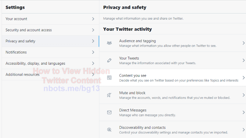 Image of View Twitter Hidden Content Click Privacy And Safety.