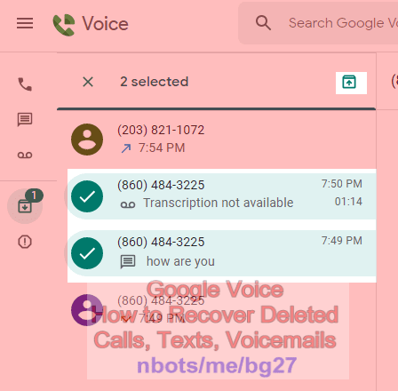 Image of Google Voice Recover Deleted Calls Texts Voicemails.
