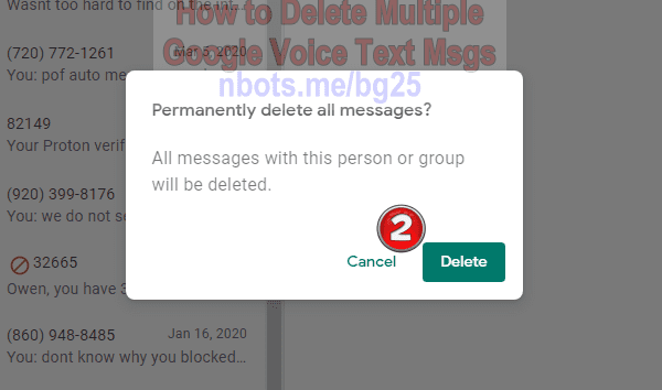 how to delete text on google voice