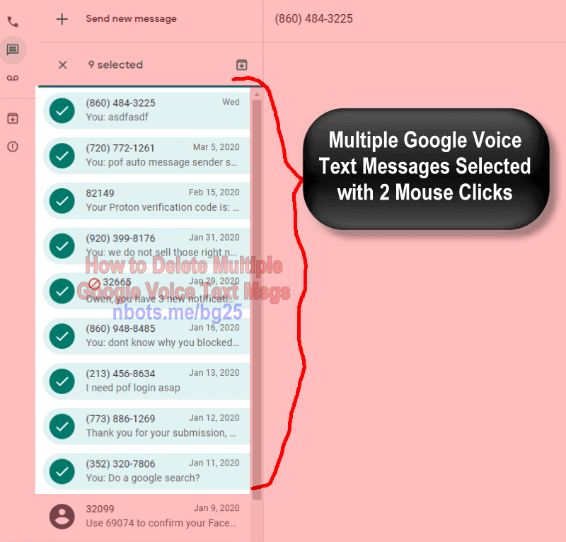 Image of How To Delete Multiple Text Messages Google Voice.