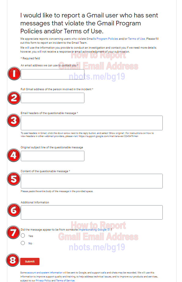 Image of How To Report Gmail Address Gmail Complaint Form.