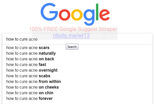 Image of Google Autocomplete Dropdown Suggestions.