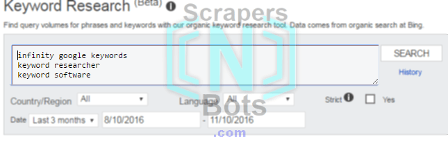 Image of How To Use Bing Keyword Research Tool Seed Keyword Textbox. Image of How To Use Bing Keyword Research Tool Seed Keyword Textbox.