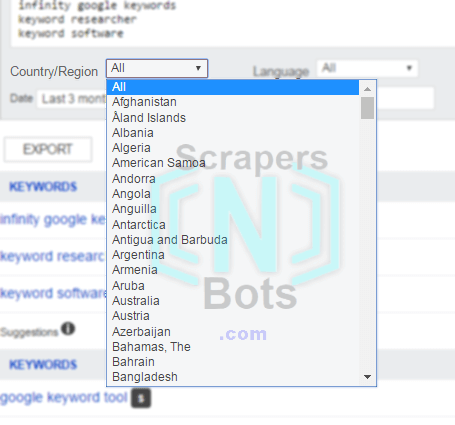 Image of How To Use Bing Keyword Research Tool Select Country Region. Image of How To Use Bing Keyword Research Tool Select Country Region.