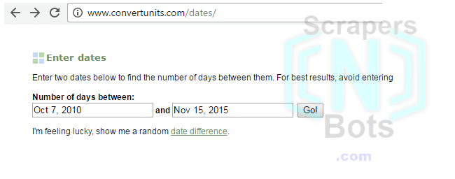 Image of Date Difference Tool - Enter # Days Between Now and Upload Date.
