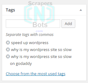 Image of Wordpress Tags Panel.