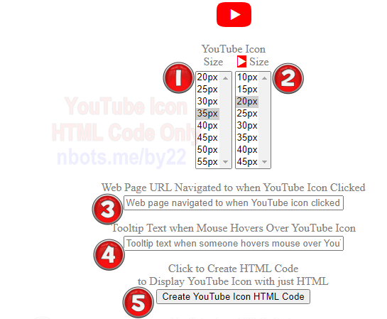 Image of Instructions How To Use Html Youtube Icon Generator.