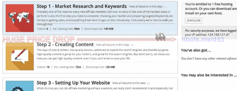 Image of Affilorama Members Area with Affiliate Marketing Tutorials.