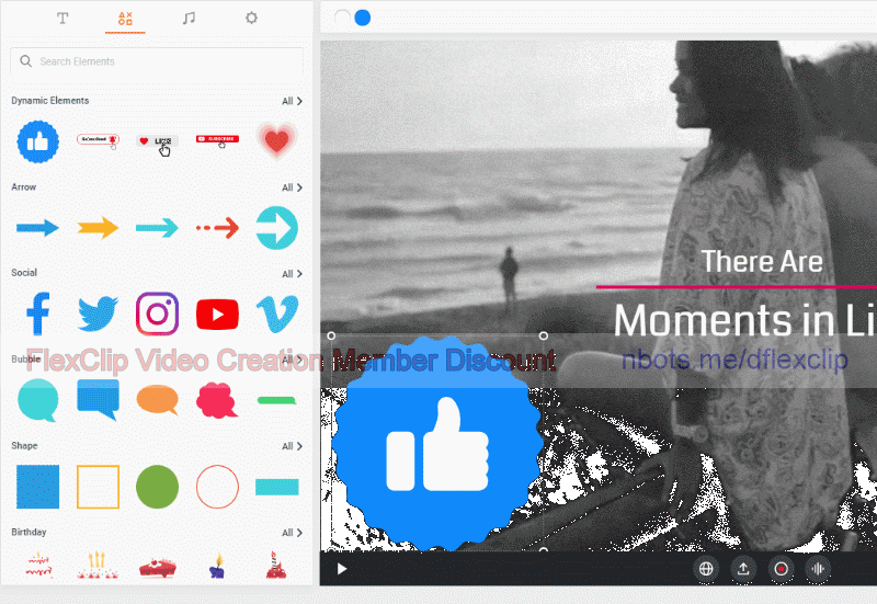 Image of Flexclip Video Creation Members Area Image Widge Insert & Edit Panel.