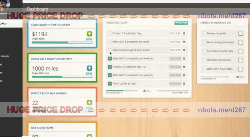 Image of GoalsOnTrack Members Area for Setting Goals and Tracking Goals.