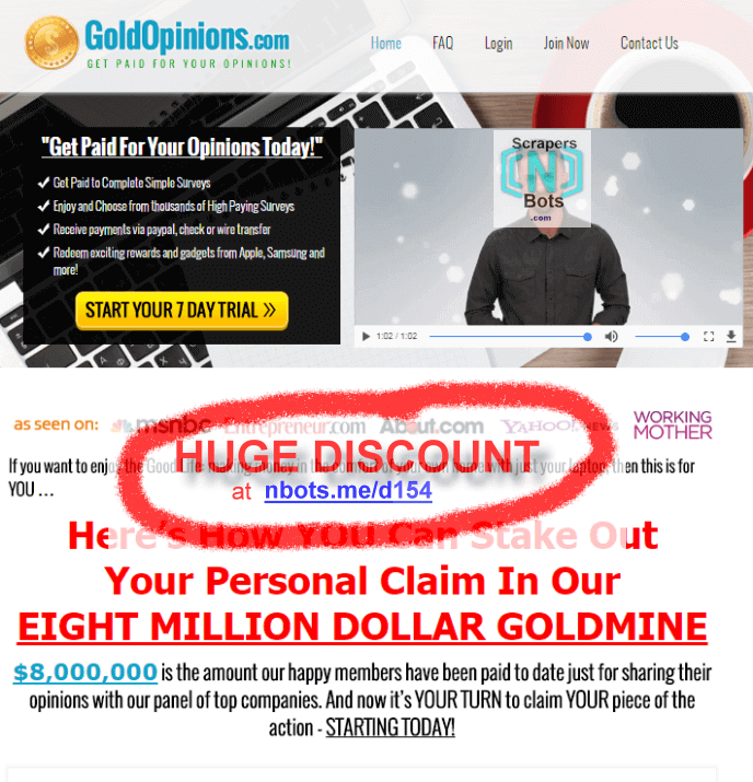 Gold Opinions Paid Surveys Website.