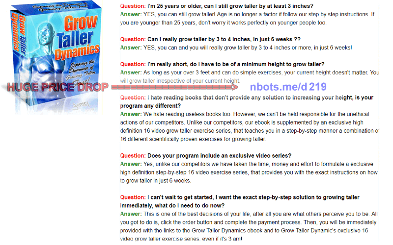 Image of Grow Taller Dynamics E-book Plus Common Questions & Answers.