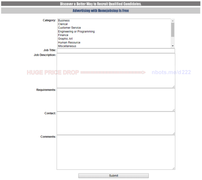 Image of Form Filled Out by People Who Need Workers from the Home Job Stop Database.
