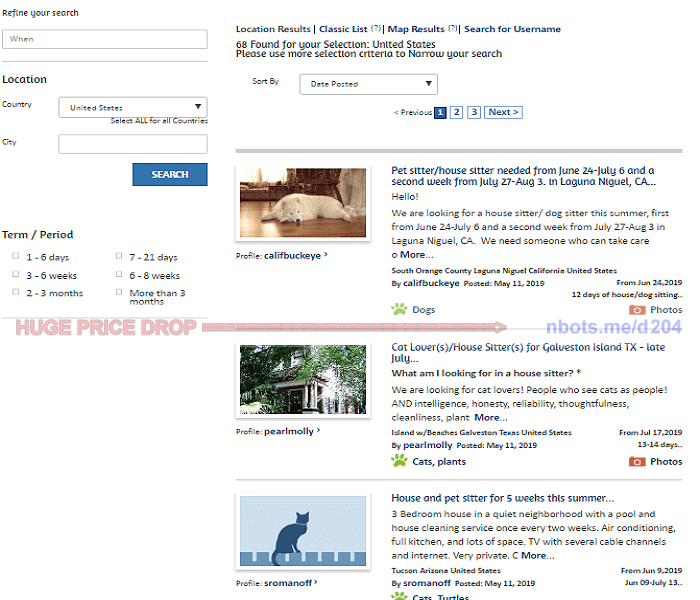 Image of Members Area to Find Houses to Sit for ‌in your Area.