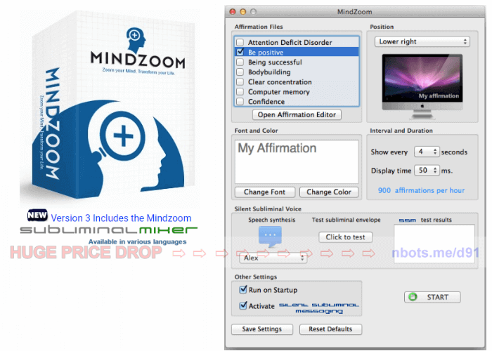 Image of Mindzoom Software Program Running & Software Box.