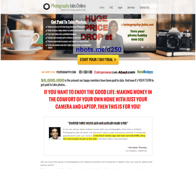 Image of Photography Jobs Online photography-jobs.net Website.