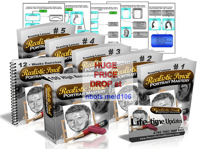 Image of All Items Included in Pencil Portrait Mastery Discount Priced Drawing Lessons.