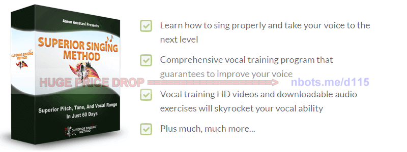 Image of Superior Singing Method Software Box and Singing Lesson Benefits.