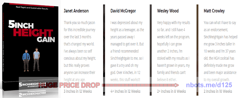 Image of The 5 Inch Height Gain E-book Plus Testimonials.