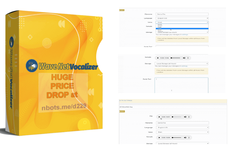 Image of WavNet Vocalizer Software Box Plus 3 Steps to Using the Text to Speech Software.