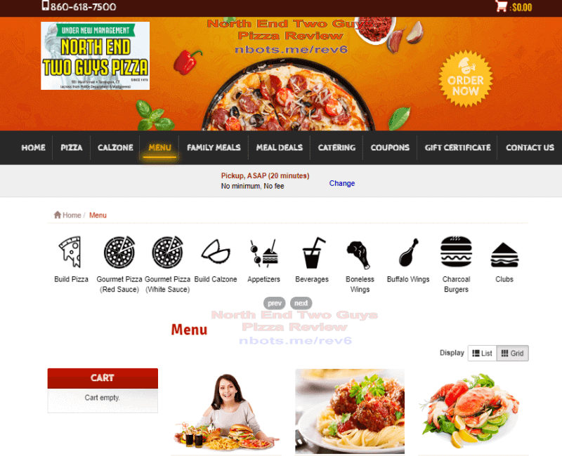 North End Two Guys Pizza Website.