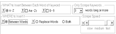 Image of Google Auto Complete Keyword Scraper Software Scraping Options.