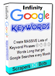 Infinity Google Keywords software box.