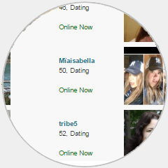 Image of Plenty Of Fish members who are 'Online Now'.