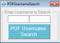 Image of POF Username Search software when the program first loads.