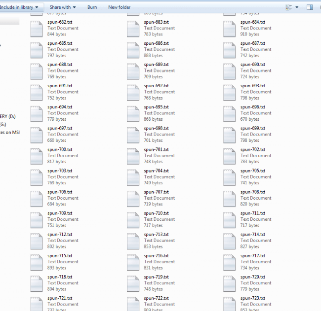 Image of Folder with Tons of Unique, Blended, Spun Content, Created and Saved in 20 Seconds.