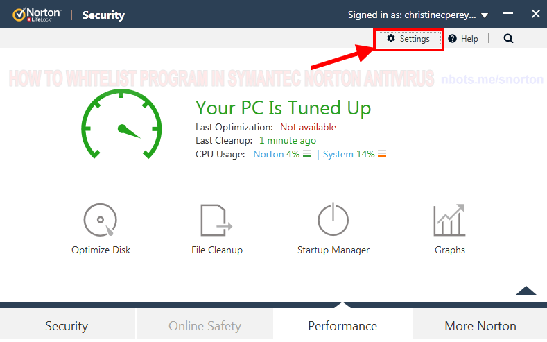 Image of 1 Symantec Antivirus Main Screen Settings.