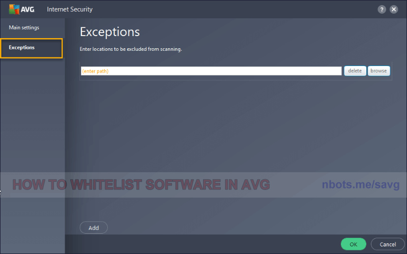 Image of 2 Avg Behavior Shield Exceptions Tab.